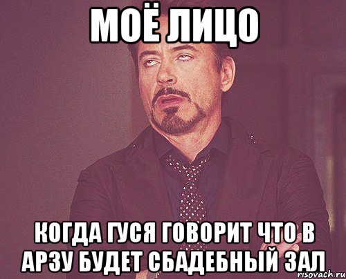 Моё лицо Когда гуся говорит что в арзу будет сбадебный зал, Мем твое выражение лица