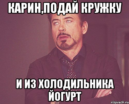 карин,подай кружку и из холодильника йогурт, Мем твое выражение лица