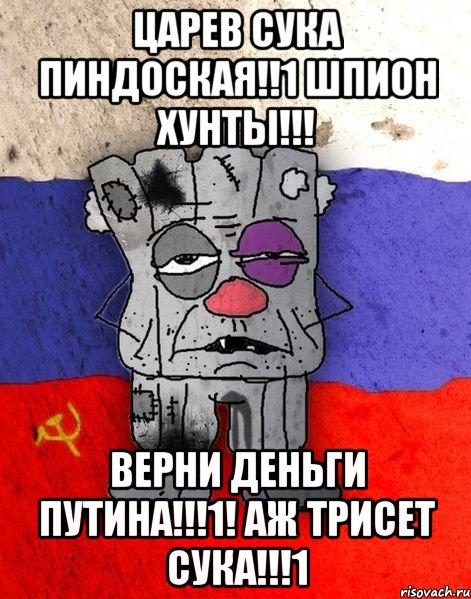 царев сука пиндоская!!1 шпион хунты!!! верни деньги путина!!!1! аж трисет сука!!!1