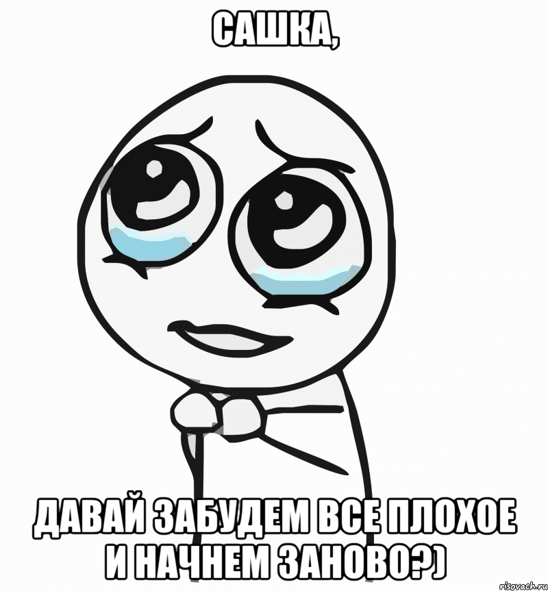 Сашка, давай забудем все плохое и начнем заново?), Мем  ну пожалуйста (please)