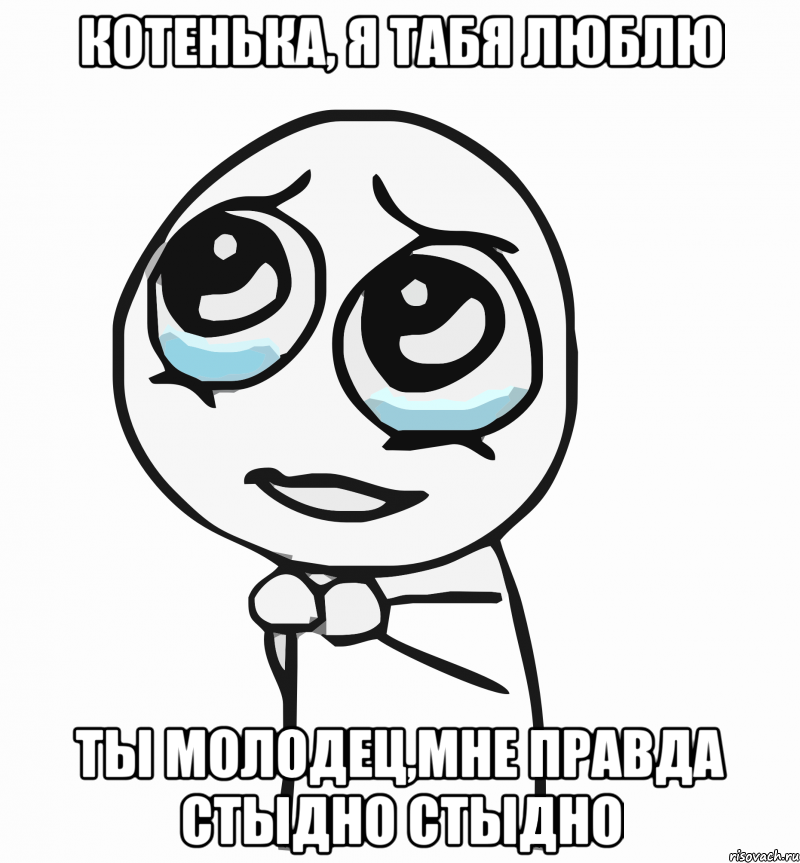 Котенька, я табя люблю ты молодец,мне правда стыдно стыдно, Мем  ну пожалуйста (please)