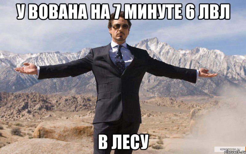 у вована на 7 минуте 6 лвл в лесу, Мем железный человек