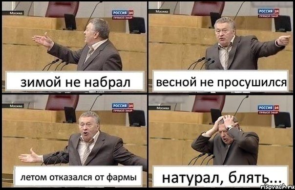 зимой не набрал весной не просушился летом отказался от фармы натурал, блять..., Комикс Жирик в шоке хватается за голову