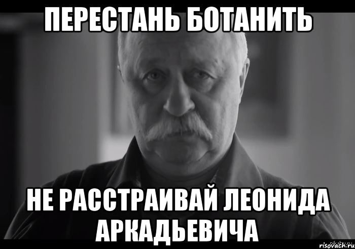 перестань ботанить не расстраивай Леонида Аркадьевича, Мем Не огорчай Леонида Аркадьевича