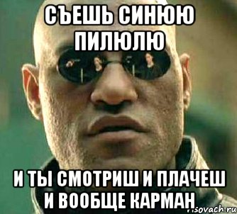 съешь синюю пилюлю и ты смотриш и плачеш и вообще карман, Мем  а что если я скажу тебе