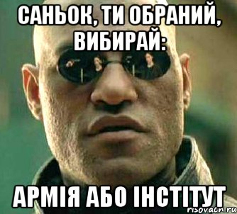 Саньок, ти обраний, вибирай: армія або інстітут, Мем  а что если я скажу тебе