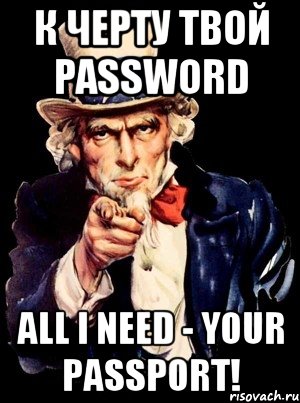 К черту Твой PASSWORD All I need - Your PASSPORT!, Мем а ты