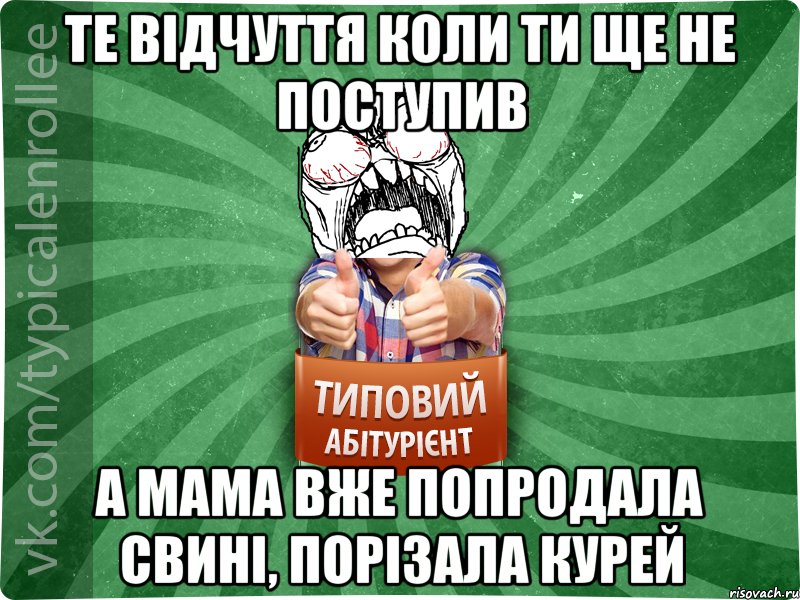 те відчуття коли ти ще не поступив а мама вже попродала свині, порізала курей, Мем абтура2