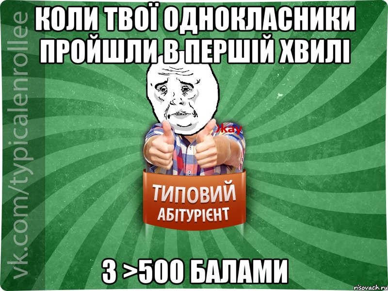 Коли твої однокласники пройшли в першій хвилі з >500 балами, Мем абтура4