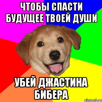 чтобы спасти будущее твоей души убей Джастина Бибера, Мем Advice Dog