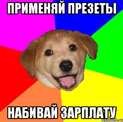 применяй презеты набивай зарплату, Мем Advice Dog