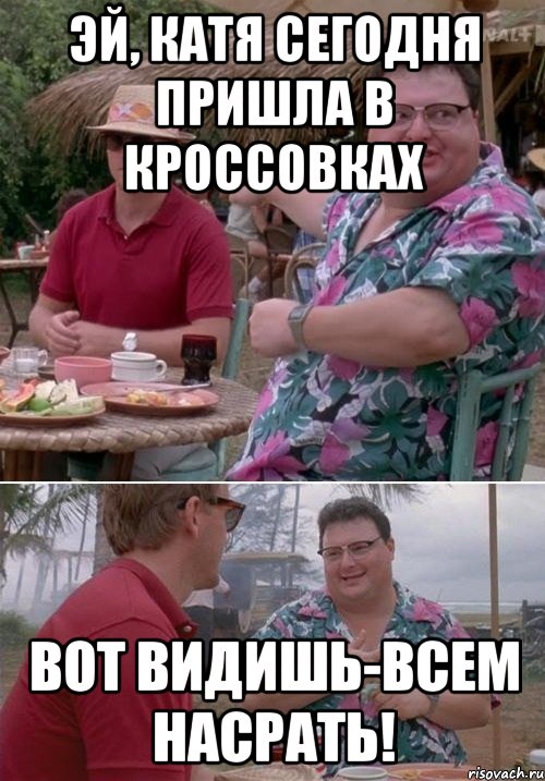 ЭЙ, КАТЯ СЕГОДНЯ ПРИШЛА В КРОССОВКАХ ВОТ ВИДИШЬ-ВСЕМ НАСРАТЬ!, Комикс   всем плевать