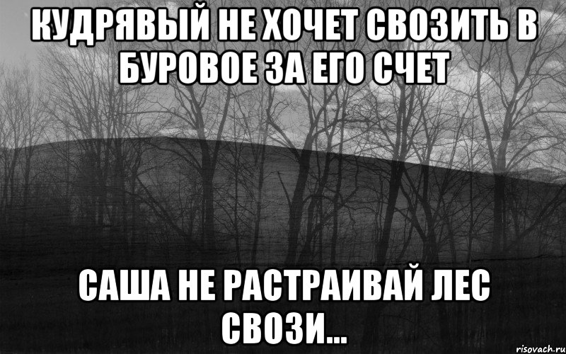 Кудрявый не хочет свозить в буровое за его счет Саша не растраивай лес свози...