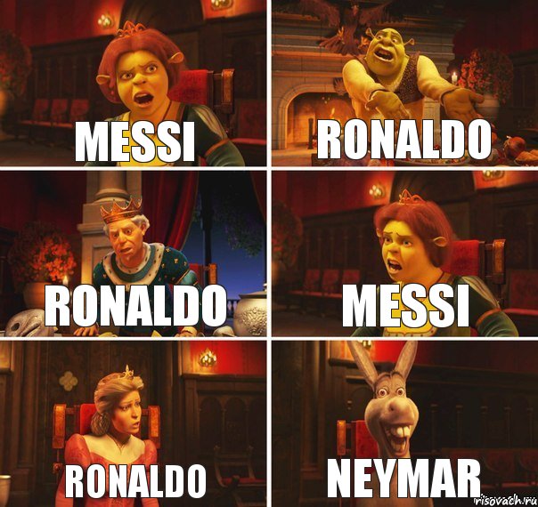 MESSI RONALDO RONALDO MESSI RONALDO NEYMAR, Комикс  Шрек Фиона Гарольд Осел