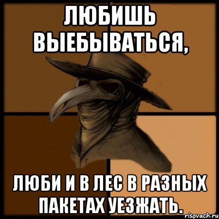 Любишь выебываться, люби и в лес в разных пакетах уезжать., Мем  Чума