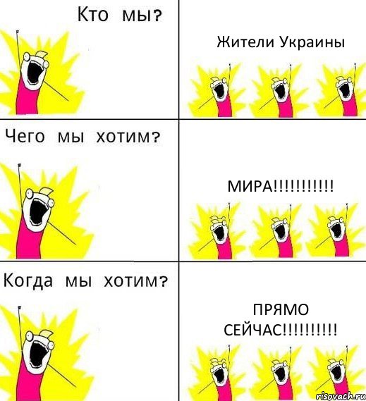 Жители Украины Мира!!!!!!!!!!! Прямо сейчас!!!!!!!!!!, Комикс Что мы хотим