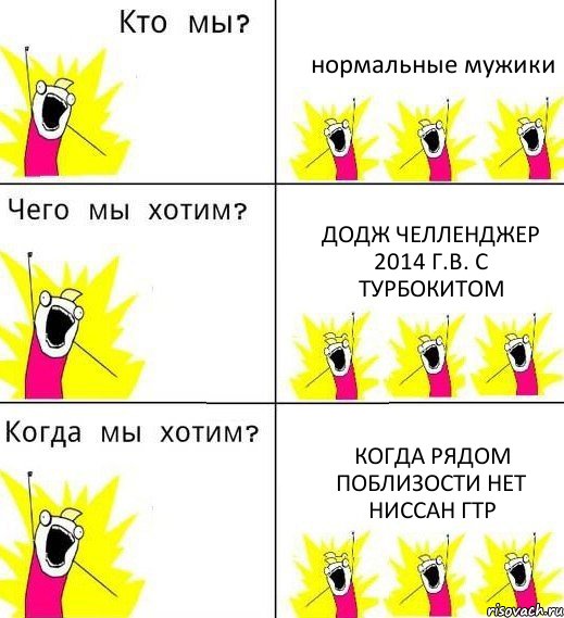 нормальные мужики додж челленджер 2014 г.в. с турбокитом когда рядом поблизости нет ниссан гтр, Комикс Что мы хотим