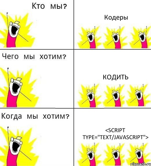 Кодеры Кодить <script type="text/javascript">, Комикс Что мы хотим