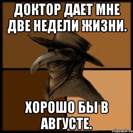 Доктор дает мне две недели жизни. Хорошо бы в августе.