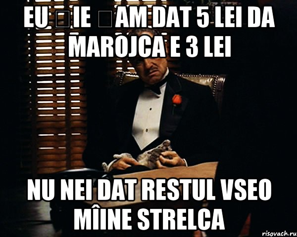 EU ȚIE ȚAM DAT 5 LEI DA MAROJCA E 3 LEI NU NEI DAT RESTUL VSEO MÎINE STRELCA, Мем Дон Вито Корлеоне