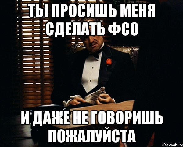 Ты просишь меня сделать ФСО И даже не говоришь ПОЖАЛУЙСТА, Мем Дон Вито Корлеоне