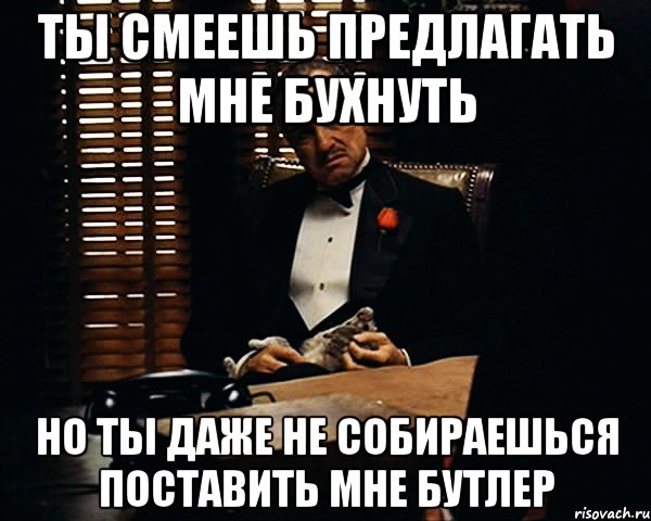 ты смеешь предлагать мне бухнуть но ты даже не собираешься поставить мне бутлер, Мем Дон Вито Корлеоне