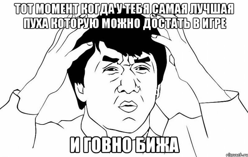 Тот момент когда у тебя самая лучшая пуха которую можно достать в игре и говно бижа, Мем ДЖЕКИ ЧАН