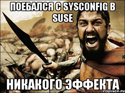 поебался с sysconfig в suse никакого эффекта, Мем Это Спарта