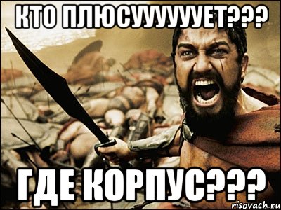 КТО ПЛЮСУУУУУУЕТ??? ГДЕ КОРПУС???, Мем Это Спарта