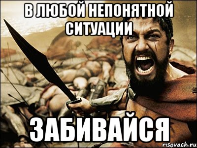 в любой непонятной ситуации ЗАБИВайся, Мем Это Спарта