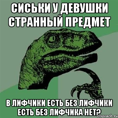 Сиськи у девушки странный предмет В лифчики есть без лифчики есть без лифчика нет?, Мем Филосораптор