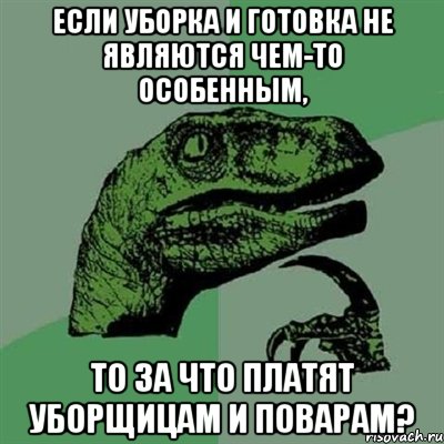 Если уборка и готовка не являются чем-то особенным, то за что платят уборщицам и поварам?, Мем Филосораптор