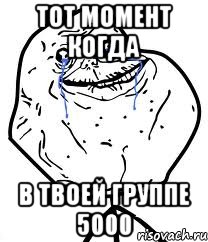 Тот момент когда В твоей группе 5000, Мем Forever Alone