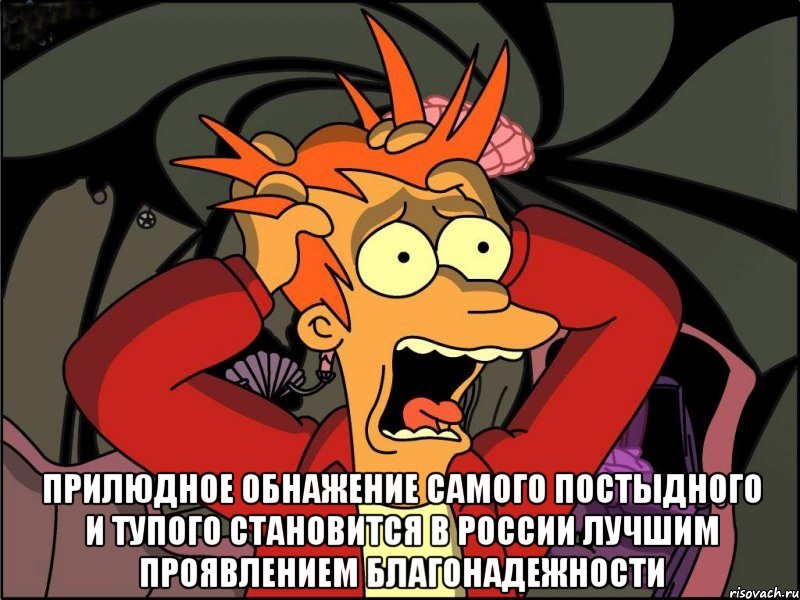  Прилюдное обнажение самого постыдного и тупого становится в России лучшим проявлением благонадежности, Мем Фрай в панике