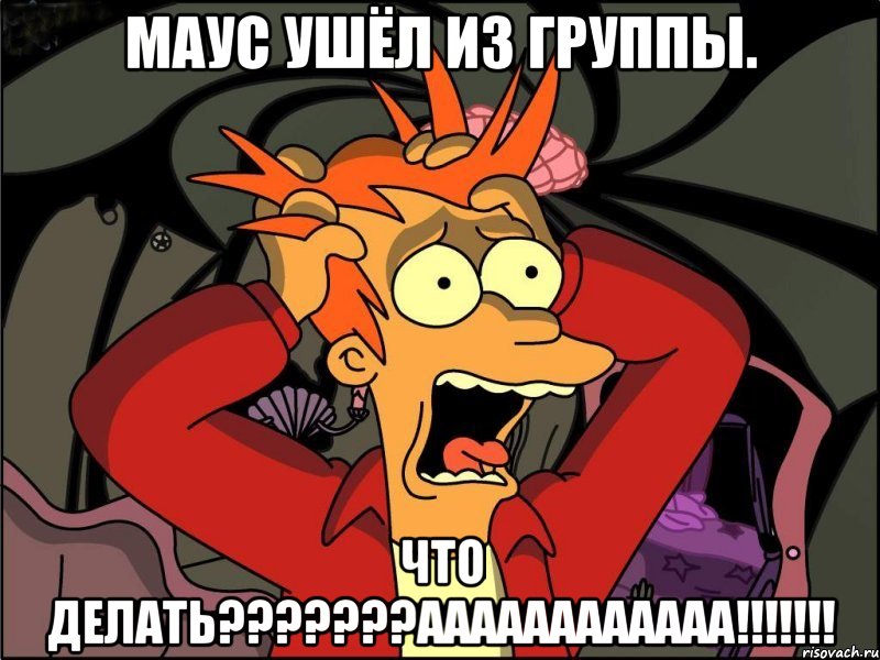 Маус ушёл из группы. Что делать???????АААААААААААА!!!!!!!, Мем Фрай в панике