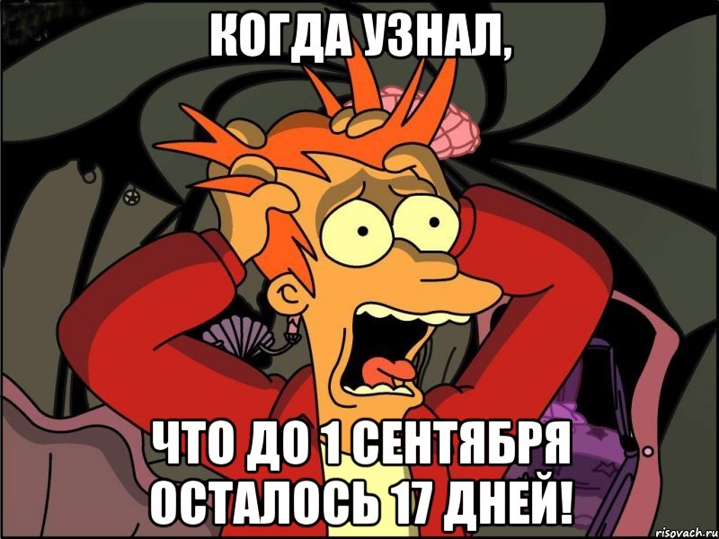 Когда узнал, Что до 1 сентября осталось 17 дней!, Мем Фрай в панике