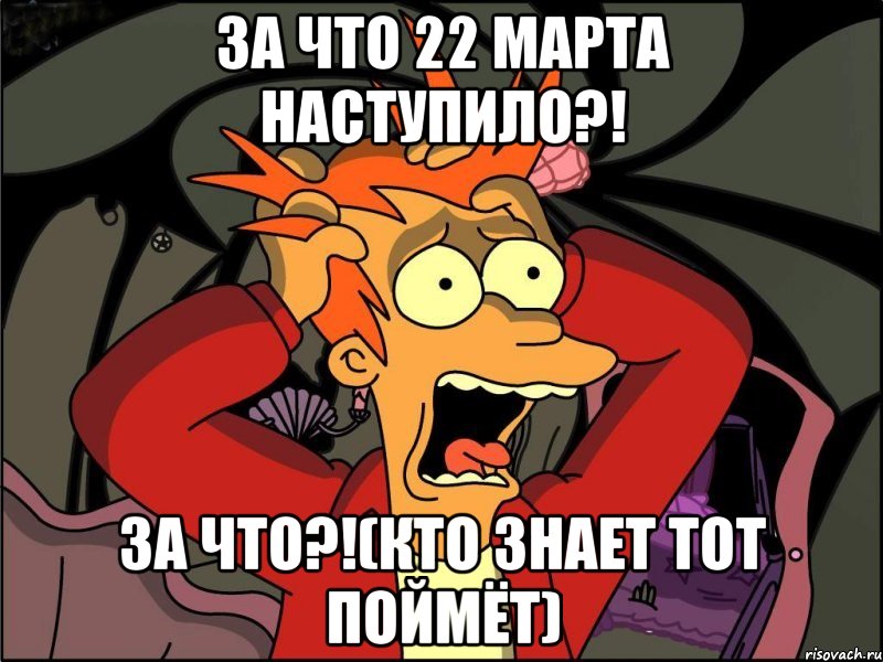 За что 22 марта наступило?! За что?!(кто знает тот поймёт), Мем Фрай в панике