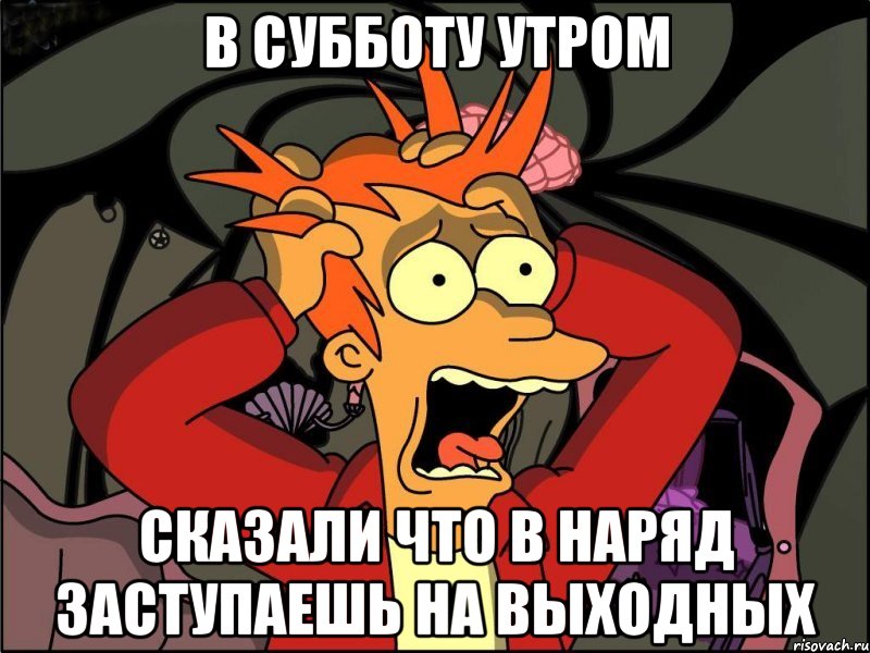 в субботу утром сказали что в наряд заступаешь на выходных, Мем Фрай в панике