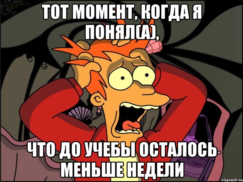 тот момент, когда я понял(а), что до учебы осталось меньше недели, Мем Фрай в панике