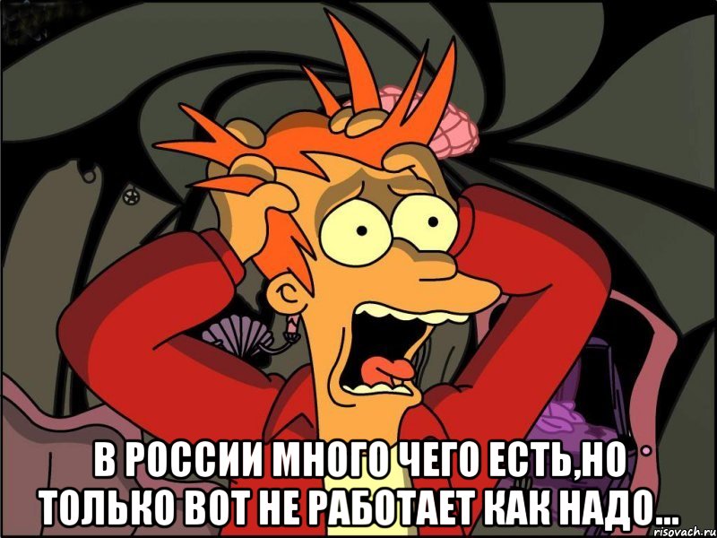  В России много чего есть,но только вот не работает как надо..., Мем Фрай в панике