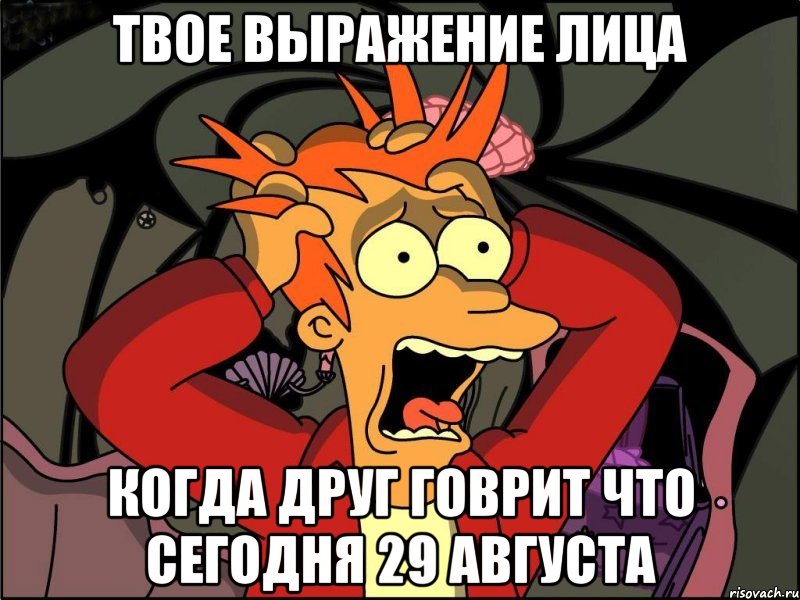 твое выражение лица когда друг говрит что сегодня 29 августа, Мем Фрай в панике