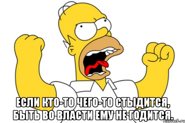  Если кто-то чего-то стыдится, Быть во власти ему не годится., Мем Разъяренный Гомер