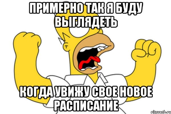 примерно так я буду выглядеть когда увижу свое новое расписание, Мем Разъяренный Гомер