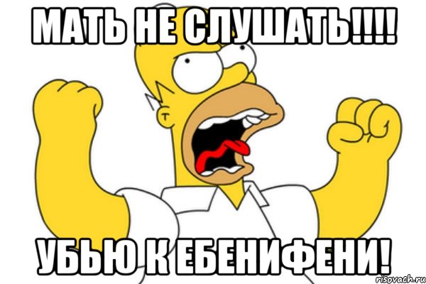 МАТЬ НЕ СЛУШАТЬ!!!! УБЬЮ К ЕБЕНИФЕНИ!, Мем Разъяренный Гомер