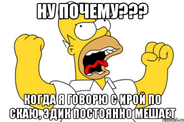 Ну почему??? Когда я говорю с Ирой по скаю, Эдик постоянно мешает, Мем Разъяренный Гомер