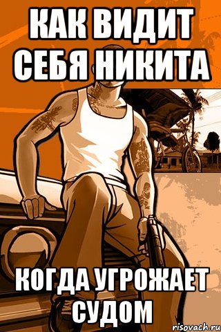 Как видит себя Никита Когда угрожает судом, Мем GTA