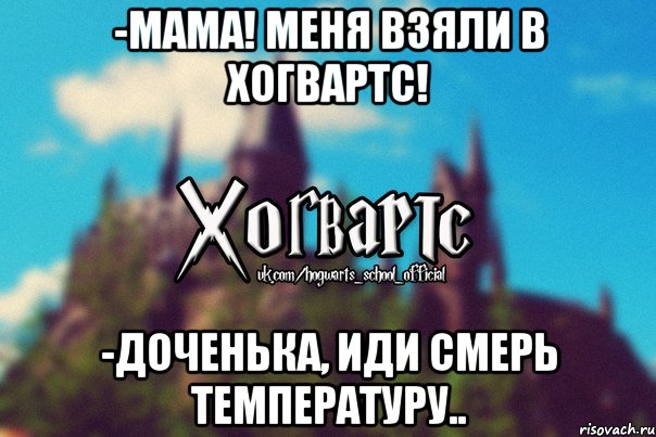 -МАМА! МЕНЯ ВЗЯЛИ В ХОГВАРТС! -Доченька, иди смерь температуру.., Мем Хогвартс