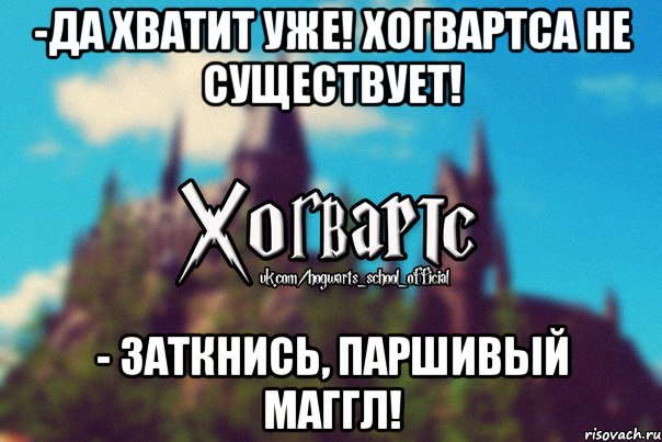 -да хватит уже! Хогвартса не существует! - заткнись, паршивый маггл!, Мем Хогвартс