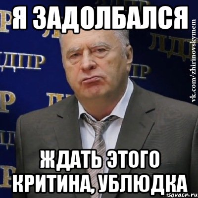 я задолбался ждать этого критина, ублюдка, Мем Хватит это терпеть (Жириновский)