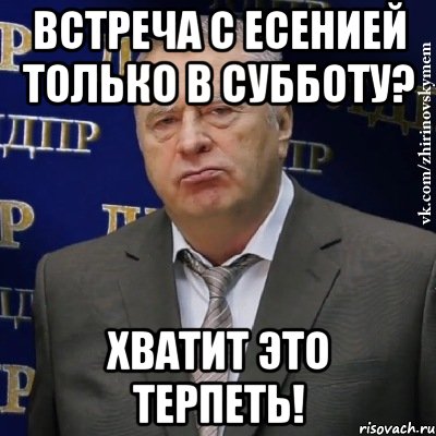 встреча с Есенией только в субботу? Хватит это терпеть!, Мем Хватит это терпеть (Жириновский)